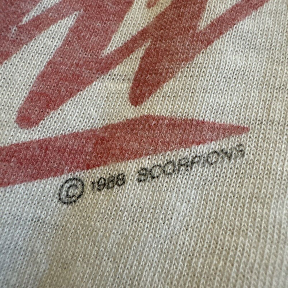 Vintage 80's Men's Scorpions Savage Amusement Band T-Shirt Handtex See Through - Picture 3 of 16